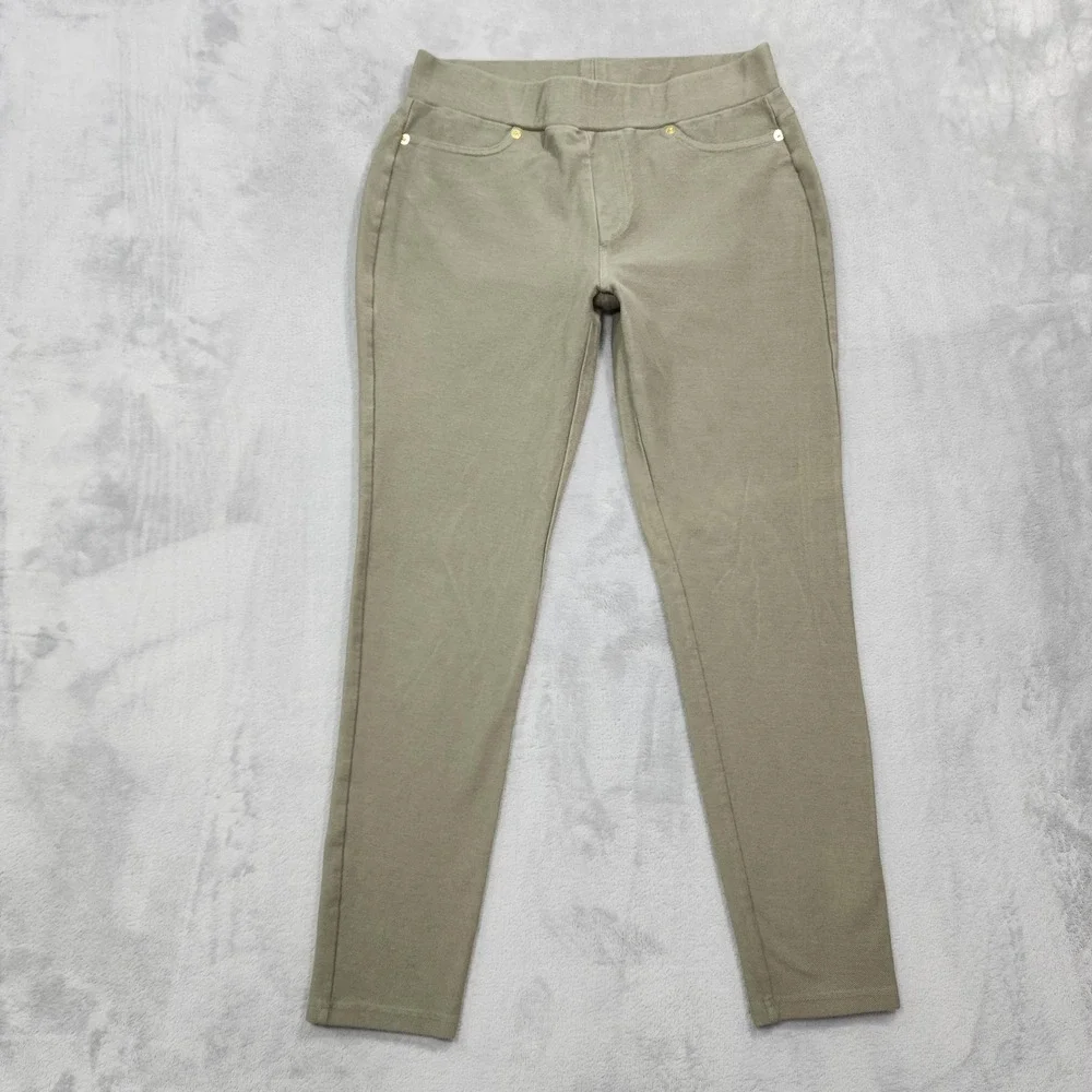 Michael Kors Jeans Womens M Green Mid Rise Pull On Jegging Skinny Ankle Stretch